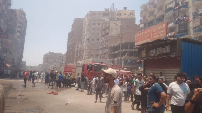 إخماد حريق ضخم في مطعم تحت عمارة بالخصوص بالقليوبية