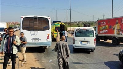 تصادم مروع بين ميكروباصين يسفر عن إصابة 6 أشخاص في القليوبية