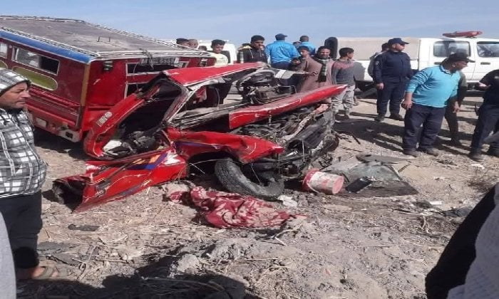 حادث انقلاب سيارة ربع نقل يوقع 9 مصابين على طريق القاهرة-الفيوم الصحراوي